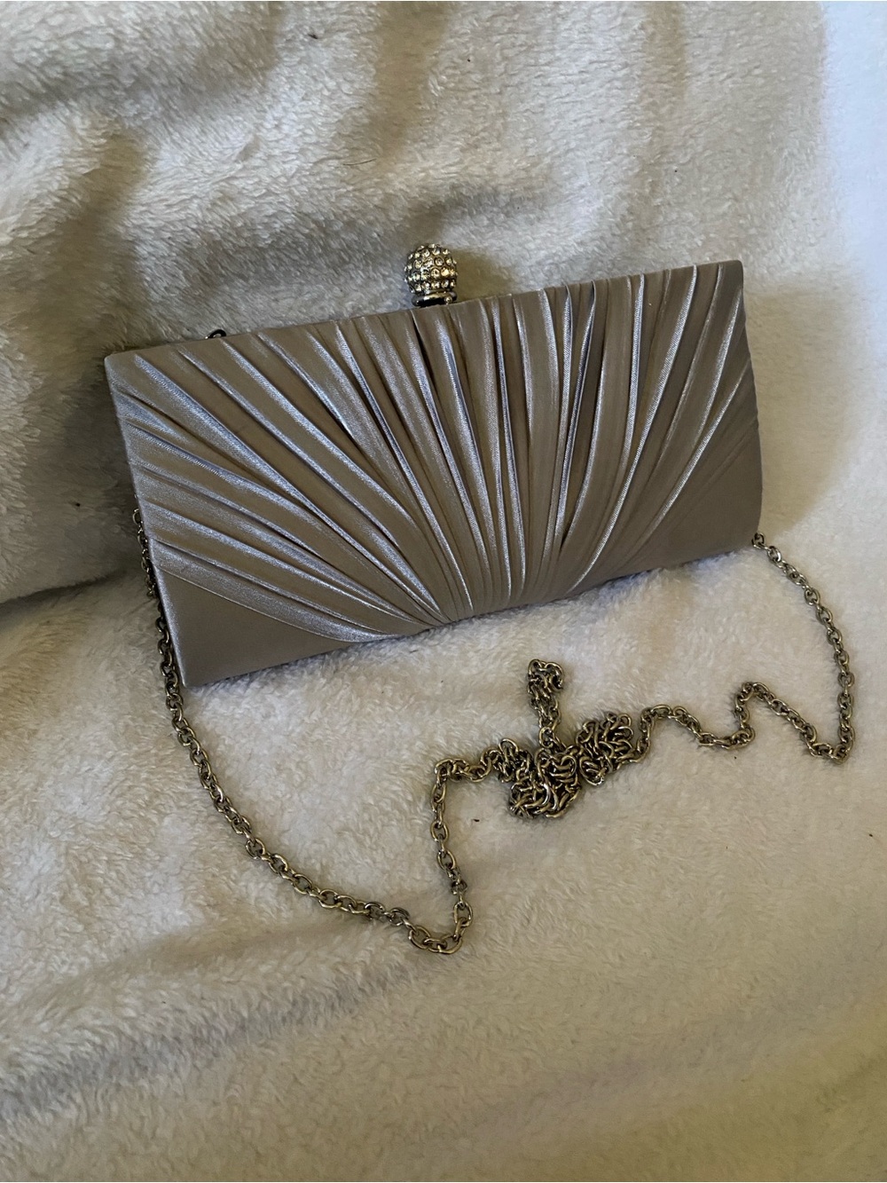 Elegant Women's Satin Clutch Bag in Grey